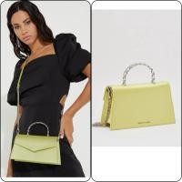 ราคา Charles & Keith (2nd): Satin BAG กระเป๋าถือ กระเป๋าสะพายไหล่ กระเป๋าออกงาน สีเหลือง (50050688062)