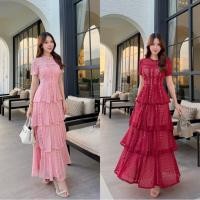 ราคา เดรสยาวผ้าลูกไม้ฉลุทอเกรดพรีเมียม ซับในทั้งตัว ผ้าหนาอย่างดี ช่วงเอวถูกตัดเย็บให้เข้ารูป งานซิปหลัง #abi (29994293583)