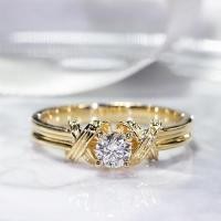 ราคา ยุโรปอเมริกัน Retro 14K Gold สีแหวนแหวนเพชรเดี่ยวรูปแบบ Intertwined Dotted เพชรผู้หญิงเครื่องประดับเรขาคณิต Inlay9960510 (45660290856)
