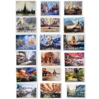 ราคา Postcard โปสการ์ดภาพวาดสีน้ำรวมภาพบรรยากาศวัดวังวิถีชีวิตในประเทศไทย (5964691176)