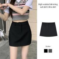 ราคา ส่งไวจากไทย Commuting Style Skirt High Waist Casual Suit Skirt Women Gray A-line Short Skirt-PEN (40776604076)