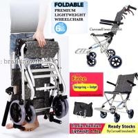 ราคา ขนาดเล็ก น้ำหนักเบา พับได้ พร้อมกระเป๋าใส่เดินทาง รถเข็นวีลแชร์ Wheelchair รถเข็นนั่งพยาบาล รถเข็นผู้ป่วยหรือผู้สูงอายุ (52506464572)