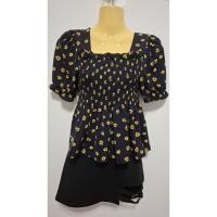 ราคา #ส่งต่อเสื้อผ้ามือสองเสื้อ ลายดอกสีกรม สม็อกแขนตุ๊กตา sizeM (51507632067)
