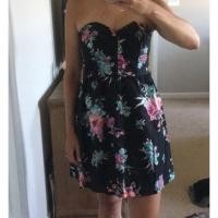 ราคา มินิเดรสผู้หญิง Xhilaration Target Floral black Strapless Dress ไซส์ S (45711661295)