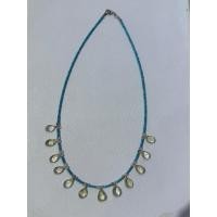 ราคา beautiful 1 pc natural 1.5 mm round turquoise beads with a bundle of citrine silver pendant necklace (43607747967)