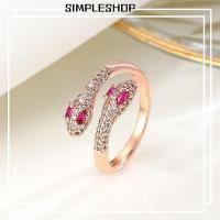 ราคา SIMPLESHOP แหวนเพทาย, ทองแดงสีสันสดใสแหวนรูปงูวินเทจ, รูปงูชุดรูปงูแหวนเพทายผู้หญิง (54811554719)