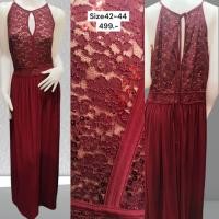 ราคา ชุดราตรี เดรสยาว งานลูกไม้ สีแดงเลือดหมู (42861366411)
