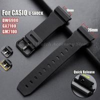 ราคา 16mmx26mm สายนาฬิกาซิลิโคนสําหรับ Casio G-shock DW6900 GA2100 GM2100 Quick Release นาฬิกายางนุ่มกันน้ํากีฬาผู้ชายผู้หญิงสร้อยข้อมือสายรัดข้อมือ (47403924236)