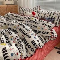 ราคา ชุดผ้าปูที่นอน Hello Kitty (เฮลโล คิตตี้) ลายตารางแดง 3.5/5/6 ฟุต พร้อมปลอกผ้านวม + ปลอกหมอน ผ้า Seersucker Y2K Retro (3in1/4in1) (57808943942)