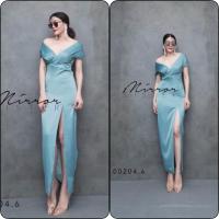 ราคา Mirror sister (2nd) : M เดรสยาว ชุดออกงาน ราตรี ชุดไปงานแต่ง สีฟ้า อมเขียว (44701384601)
