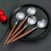 ราคา ช้อนส้อมมีดสแตนเลสด้ามจับไม้สําหรับปรุงอาหารผลไม้ unomma (24941825329)