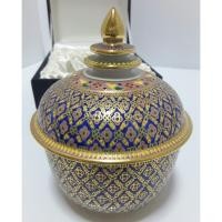 ราคา โถ เบญจรงค์ ลายไทย พร้อมกล่องผ้าไหมไทยสวยหรู (39372712)
