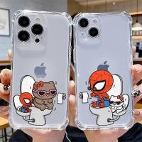 ราคา (สต็อกในไทย) เคสโทรศัพท์ลายสไปเดอร์แมนและหมีน่ารักบนโถสุขภัณฑ์ ป้องกันแรงกระแทก ป้องกันรอยขีดข่วน แบบใส| สำหรับไอโฟน 13 (49861876610)