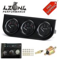 ราคา FREE SHIP - 52MM 3 In 1 Volt meter water temp gauge Oil Pressure Gauge Kit Volt meter Or Oil Te (53406161680)