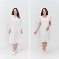 ราคา ชุดนอนผ้าลื่นสีขาว ชุดนอนผ้าเจอร์ซี่ ชุดนอนแขนยาวสีขาว ชุดนอนกระโปรง (22557845140)