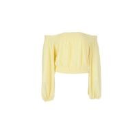 ราคา H&M-เสื้อครอปแขนยาวปาดไหล่จั๊มเอว-สีเหลือง-D067-23 (28421251000)