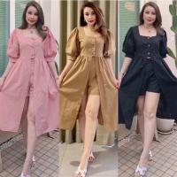 ราคา เดรสยาวเซต 2 ชิ้น สีชมพูกะปิ (18141471286)