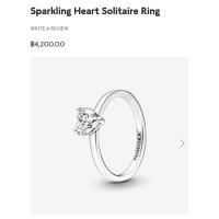 ราคา แหวนหัวใจ Pandora รุ่น Sparkling Heart Solitare Ring sz.56 (45105508245)
