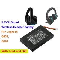ราคา Cameron Sino 3.7V 1200mAh ชุดหูฟังไร้สายแบตเตอรี่ 533-000132 สําหรับ Logitech G533, G933, G935, G635, G633 +TOOL (49212168188)
