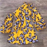 ราคา เดรสปาดไหล่ลายดอกไม้สีเหลือง (2432442543)