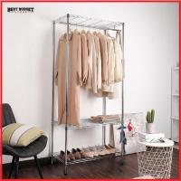 ราคา ชั้นแขวนเสื้อพร้อมชั้นวาง ขนาด 90x45x180 cm. สีโครเมี่ยม Japan Quality MZG-004C (5638547551)