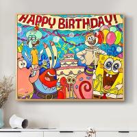ราคา น่ารัก SpongeBob SquarePants ภาพครอบครัว Happy Bitherday DIY ภาพวาดสีน้ํามันมือทาสีภาพวาดสีน้ํามันดิจิตอล DIY มือวาดภาพวาดสีน้ํามันสีภาพวาดตกแต่งมือ (26453895858)