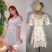 ราคา เดรสลูกไม้สีขาว ฉลุปักดอกไม้ทรงเกาหลี ป้ายYPY (✌) (5002483544)
