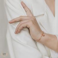 ราคา สร้อยข้อมือเงินแท้ 92.5 ชุบพิ้งโกลด์ ลายโซ่ (44904545673)