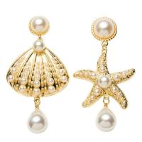 ราคา ต่างหูเปลือกหอย/ปลาดาว สีทองตกแต่งมุก (5135869241)
