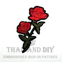 ราคา ตัวรีดติดเสื้อ ลาย ดอกกุหลาบ งานปัก ดอกไม้ สีแดง Red Rose Flower Patch DIY WOP ตัวรีด อาร์มติดเสื้อ กุหลาบแดง กุหลาบ สวน (23320954739)