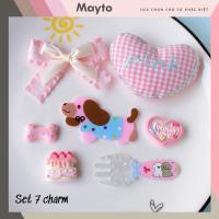 ราคา ชุดสติ๊กเกอร์ 7 ชิ้น เครื่องราง 3D พร้อมธีม Dog Heart พลาสติกแข็งติดรองเท้าแตะ MayTo Crocodile JB-353 (40556422555)