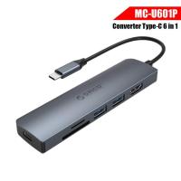 ราคา ORICO MC-U601P USB Type-C มัลติพอร์ต 6in1 USB-C to HDMI + 2 USB3.0 + TF/SD + USB-C PD3.0 (23057620605)