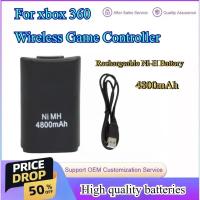 ราคา ใหม่ 4800mAh แบตเตอรี่ NI-MH แบบชาร์จไฟได้สีดําสําหรับ Xbox 360 คอนโทรลเลอร์เกมไร้สาย Gamepads พร้อมสายชาร์จ USB (54062481409)
