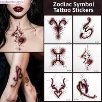ราคา KISSFASHIONSTYLE Gothic Chic Symbol Tattoo, Virgo Pisces ราศีสิบสองราศีรอยสักชั่วคราว, มะเร็ง Leo Libra Y2K Body Tattoo สติกเกอร์ (55562098410)