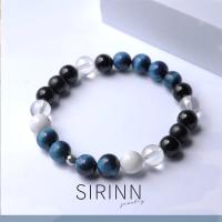 ราคา กำไลหินมงคล หินนำโชค บลูไทเกอร์อาย blue tiger’s eye / ฮาวไลท์ howlite / นิลดำ onyx (11270438884)