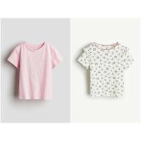 ราคา เสื้อยืดเด็กผู้หญิงสีชมพูหัวใจนูนและแถบยางยืด HM H&M_สินค้าแท้ (51450760723)
