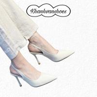 ราคา รองเท้าส้นสูงหัวปิดกํามะหยี่เรียบส้นแหลม 7p, 9p ส้นหัวแหลม KHANHVANSHOES (48310887225)