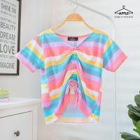 ราคา เสื้อครอป ลายสายรุ้ง สดใส ปรับรูดได้ (3920285383)