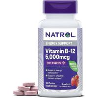ราคา Natrol, Vitamin B-12, Fast Dissolve, Maximum Strength, Strawberry, 5,000 mcg, 100 Tablets (4191552195)