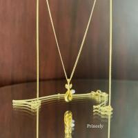 ราคา Princely สร้อยคอทองเคแท้ 9K ลายเลทพร้อมจี้แมวเพชรสวิส (6715063266)