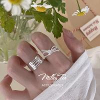 ราคา MilkyTea MilkyTea Dongdaemun Sweet Cool Girl Bow Ring Geometric Line Strap Design Fashion Girl Stackable Open Ring Joint Ring 349 (43478234987)