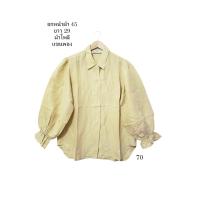 ราคา มือสอง used เสื้อสาวอวบ เสื้อเชิ้ต คอปก แขนยาว วินเทจ ผ้าโพลี อก 45 ยาว 29 นิ้ว (24910347625)