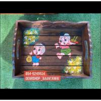 ราคา ถาดไม้สักเพ้นท์ลาย ( ฉลุลาย ) (129934626)