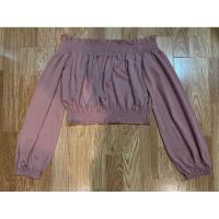 ราคา เสื้อครอปปาดไหล่แขนยาวสีชมพูตุ่น งานป้าย H&M size S อก 34-36 ความยาว 12 (47809623264)