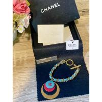 ราคา สร้อยข้อมือ Auth CHANEL Gold Light Blue Multi Hardware Plastic Bracelet (54009856570)
