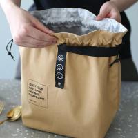 ราคา กระเป๋ากล่องเบนโตะหุ้มฉนวนถุงเก็บอาหารกลางวันเชือกรูดเปิดกว้าง / Insulated Bento Box Bag Wide Opening Canvas Drawstring Lunch Storage Bag (28060914662)