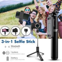 ราคา bluetooth Wireless Selfie Stick Extendable Tripod with Shutter Remote Control Telescopic Rod for iOS Android Phone Sport (20734868100)