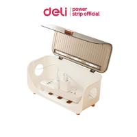 ราคา Deli กล่องเก็บปลั๊กไฟพลาสติก กล่องเก็บสายไฟ จัดเก็บสายไฟ กล่องจัดระเบียบเปิดปิดได้ Cable Storage Box (26588501351)