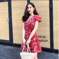 ราคา เดรสไขว้หน้าลายดอก แขนบัว (4836387273)