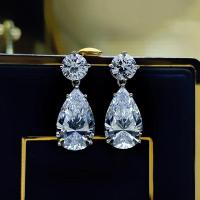 ราคา 925 เงินสเตอร์ลิงคริสตัล Cubic Zirconia Pear Dangle ต่างหูผู้หญิง Elegant Design เจ้าสาวงานแต่งงานต่างหูแฟชั่นเครื่องประดับ (27474145707)